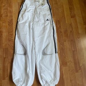 Adidas White Tract Pants with Black Logo Tag